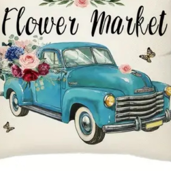 NIP Pillow cover. 18” x 18”  Zipper open/close 1/pc “Open Daily Flower Market” - Picture 3 of 3